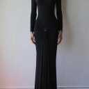 Geulis Long Sleeve Spring Fall Maxi Dress 2026 Elegant Bodycon Wrap Long Dress Cocktail Party Wedding Guest Dresses (Black, S)