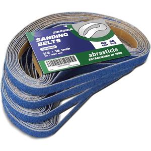 1/2" x 18" Zirconia Sanding Belts for Metal - 1/2 x 18 Inch Zirconia Metal Grinding Sand Paper, 36 PCS 60 Grits, Perfect for Knife Blade Sharpening, Metal Polishing, Derusting, Woodworking