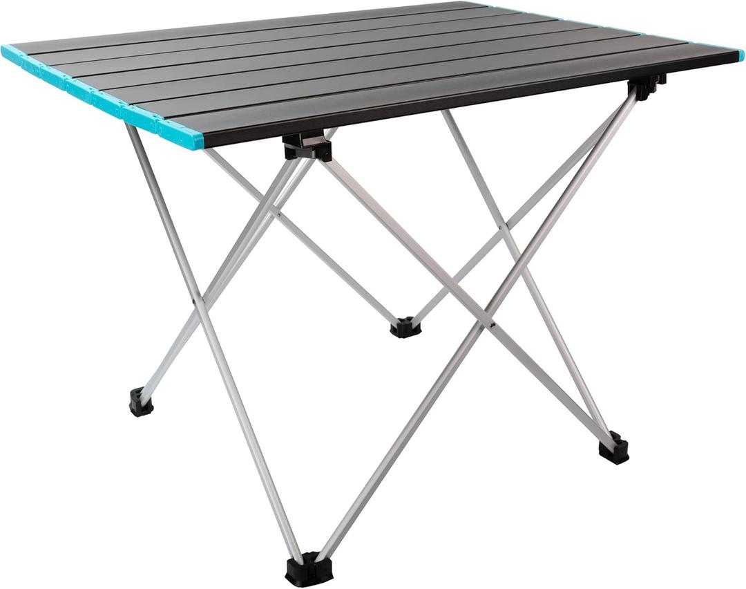 Ready Table Small Lightweight Portable Outdoor Folding Table w/Aluminum Hard Top. Useful for Beaches, Boating, Camping & More. 16x11 Portable Table w/Bag Makes for Easy Travel & Quick Setup.