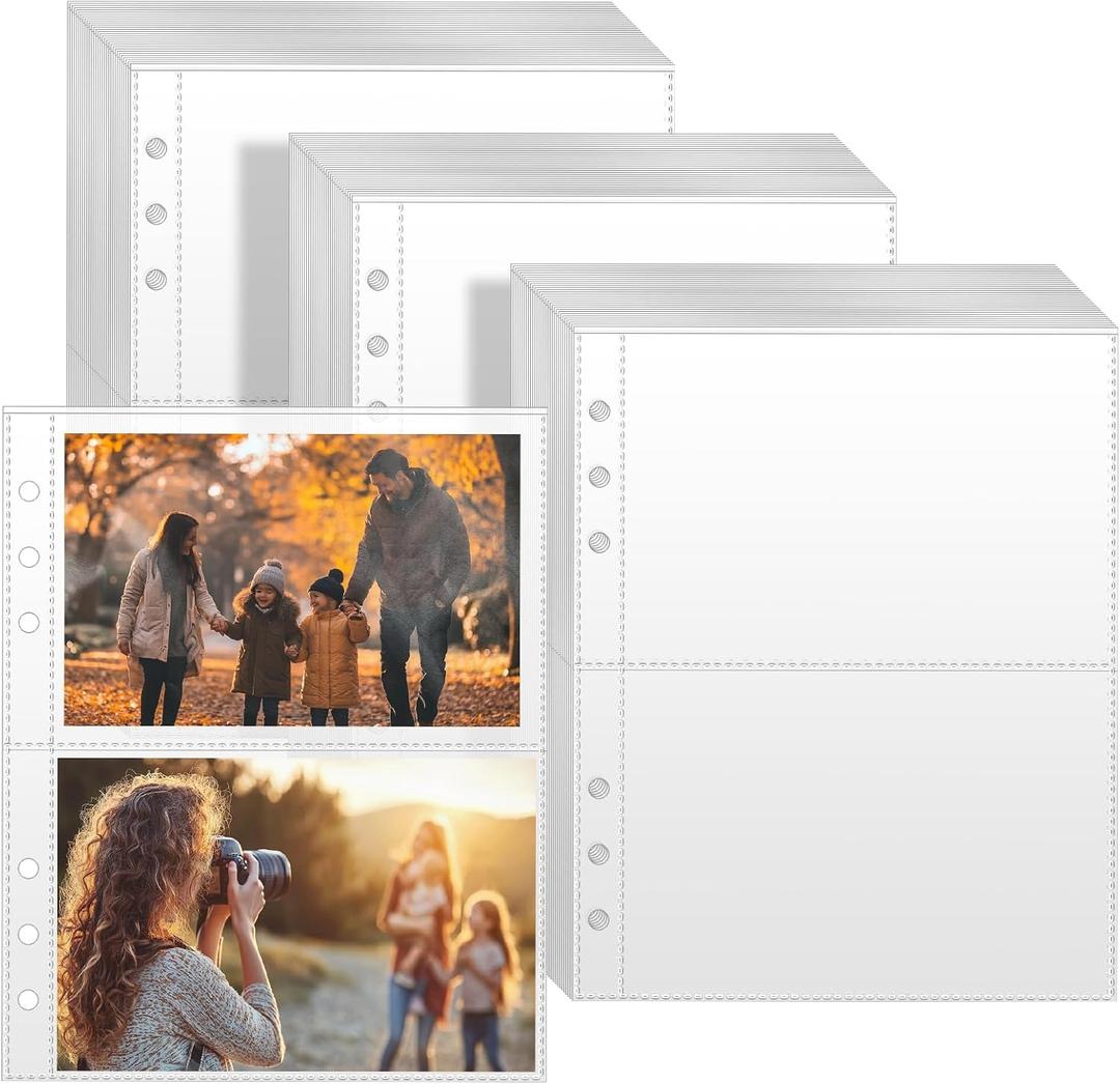 VOKOY 90 Pack Clear Binder Sleeves, Double Sided 2 Pocket Plastic Sleeves Pouch Binder Inserts Refill Sheets Protectors Photo Card Album Page Sticker Organizer for 6 Ring A5 Binder,360 Pockets