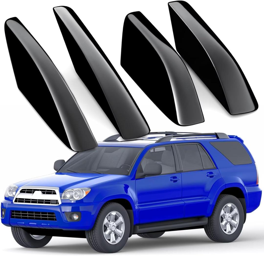 Car Roof Rack End Caps Fit For Toyota 4Runner 4WD N210 2003 2004 2005 2006 2007 2008 2009 Roof Rack Accessories Roof Rail End Cover Roof Luggage Rail Rack Protection Cover Shell Trim 4 Pcs Black