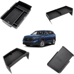 4PCS Center Console Organizer Compatible with 2023 2024 2025 2026 Honda CR-V EX-L/Sport-L Hybrid Accessories, Dash Organizer Tray Holder & Hidden Storage Box for Honda CRV with Coin