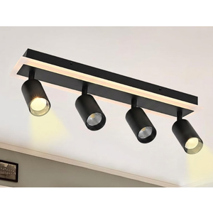 4-Light Track Lighting Fixture Ceiling, Modern LED Adjustable Ceiling Spotlights for Ceiling or Wall Mount, 3000K Kitchen Ceiling Light for Living Room Bedroom Dining Room Hallway Black