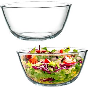 2 Pack 8.2 in Deep Mixing Bowls Glass Salad Bowl Round Glass Serving Bowls for Cooking Baking Prepping Dishwasher & Microwave & Oven Safe, 71oz Breads Proofing Bowl