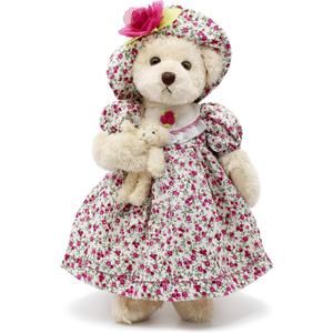 oitscute Teddy Bears Baby Cute Soft Plush Stuffed Animal Toy for Girl Women 16" (Red Flower)