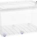 Superio 44 Qt Clear Plastic Storage Bin with Lid and Wheels, Non-Toxic, BPA Free, Odor Free, Organizer Storage Box, Stackable Plastic Tote for Home, Garage, Closet