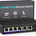 10Gbe Ethernet Switch Unmanaged with 2 x 10Gb RJ45 Ports  4 x 2.5Gb Base-T Ports, Desktop/Wall Mount NICGIGA 6 Port 10Gbps Network Switch for Wireless AP, NAS, PC