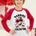 Valentines Day Kid Boys Girls Heart Dabbing Top Red White Raglan Long Sleeve Crew Neck T-Shirt 5-6 Years