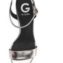 Guess Platform Strappy Heel Sandals Square Open Toe Two Strap Chunky High Heeled Sandals with Buckle Ankle Strap for Women Party Wedding Dress 7.5, Silver 