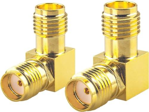 Boobrie Gold-Plated Upgraded SMA Female to Female 90 Degree Right Angle Connector Pack of 2