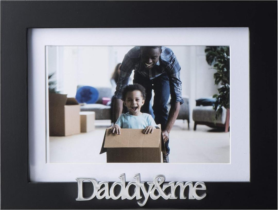 Klikel Daddy And Me Frame - Fathers Day Picture Frame - Black Wood Picture Frame With Silver Sentiments - Holds 1 4x6 Photo With Mat or 1 5x7 Photo Without Mat - Wall Mount And Table Desk Display