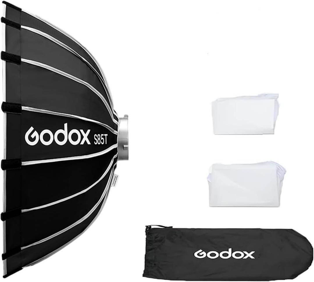 Godox S85T 85cm/33.5in Quick Release Umbrella Softbox Professional Foldable Softbox with Standard Bowen Mount & Diffusers for Photography Studio Photography Portrait Live Stream