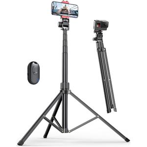 Pnitri 71'' Phone Tripod Stand, Extendable Reinforced Aluminum Phone Stand with Wireless Remote, Stable Cellphone Tripod Compatible with iPhone 15/14/13 Galaxy S23/S22 Huawei.