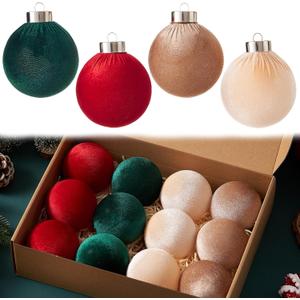 Velvet Christmas Ornaments, 12pcs Christmas Tree Ornaments Velvet 3.15 Inch Balls, Multicolor Brown Neutral for Xmas Wedding Party Holiday Decorations