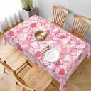 BETGINY Valentines Day Tablecloth 60 x 84 Inch Rectangle, Pink Love Hearts Table Cloth Romantic Valentine's Day Tablecloth Dust-Proof Wrinkle Resistant Rustic Tablecloth for Home Dining Room Party