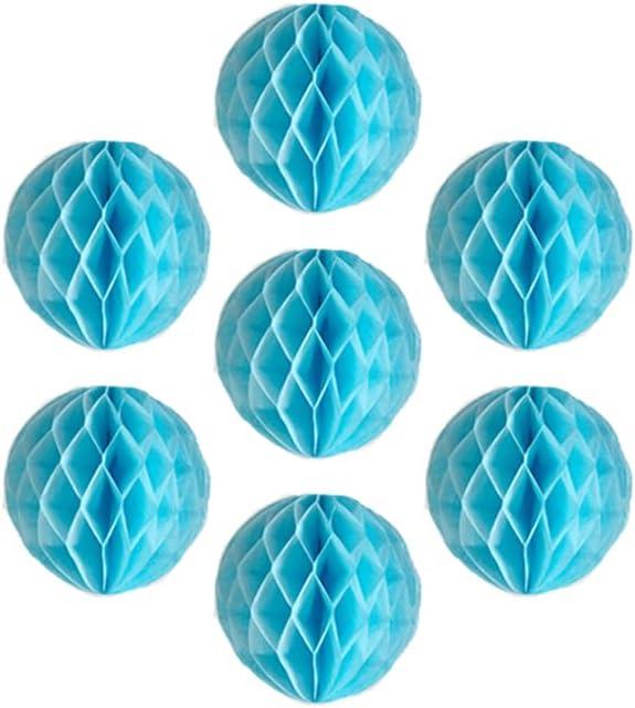 8pcs 8inch Paper Honeycomb Balls Decorative Tissue Honeycomb Balls Paper Pom Poms Flower Balls Art Hanging Balls for Birthday Wedding Nursery Baby Shower Home Decor (8inch, lt-Blue)