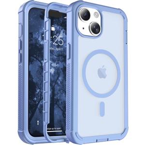 Magnetic for iPhone 14 Case, [Compatible with MagSafe][Military Grade Drop Protection][Heavy Duty Protection][Non-Slip][Shockproof] 2-Layer Durable Bumper Phone Case 6.1''-Blue Purple