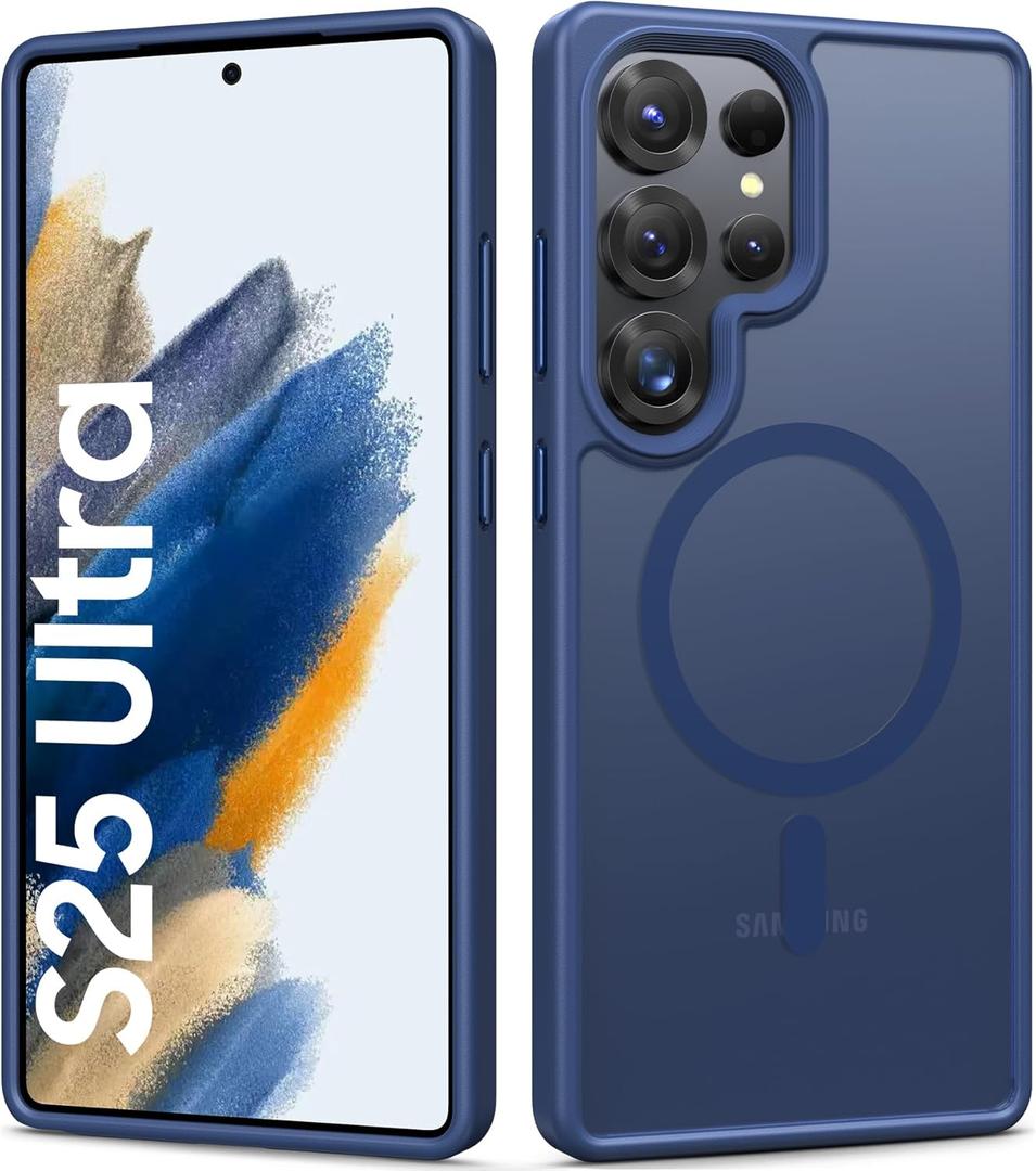 for Samsung Galaxy S25 Ultra Magnetic Case, Slim Compatible with MagSafe & Wireless Charging, Military Grade Drop Proof, Translucent Silicone Men Women Protective Case for Galaxy S25 Ultra, Blue