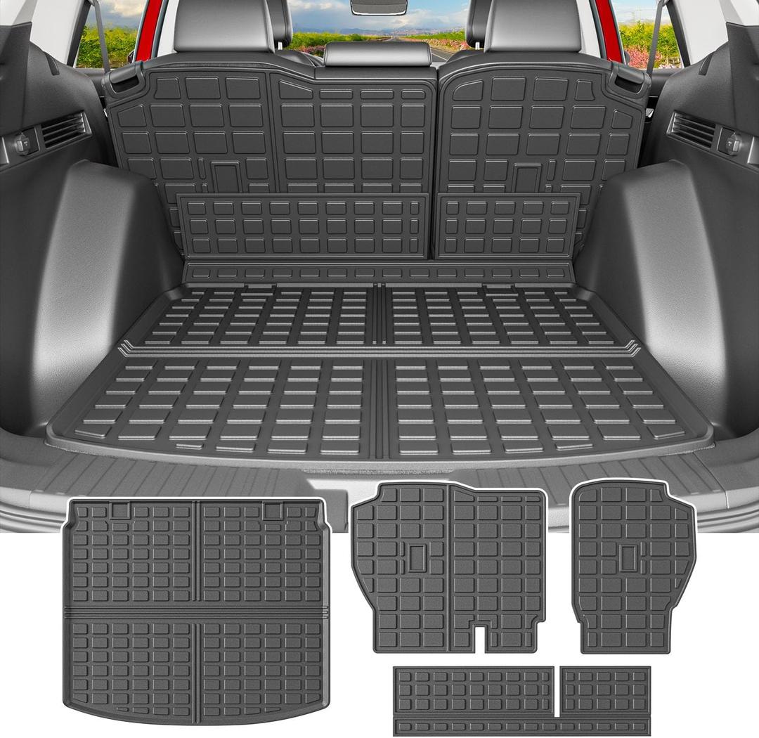 powoq Hybrid Cargo Liner Compatible with 2023-2026 Honda CRV Upper Deck Cargo Mat TPE Trunk Mat Replacement for 2023-2026 Honda CRV Accessories (Fit 23-26 Hybrid Upper Deck, Backrest Mat+Trunk Mat)