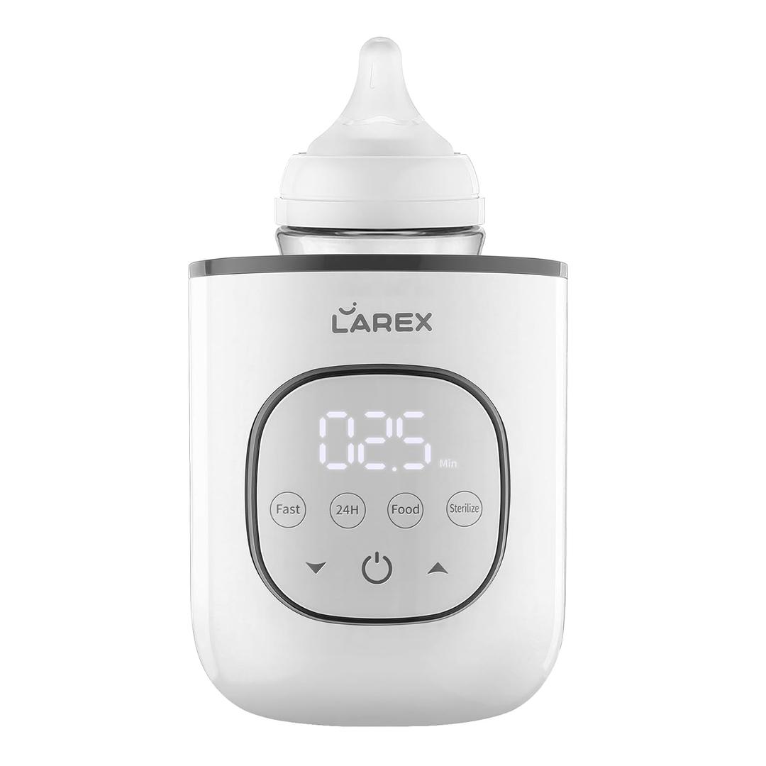 LAREX Bottle Warmer, Fast Baby Bottle Warmer for Breastmilk and Formula, with Timer and Accurate Temp Control, 8 in 1 Baby Milk Warmer BPA Free with Digital Display, Bottle Warmers for All Bottles (White+Grey)