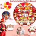 Fire Truck Birthday Party Decorations Kit 62PCS Fire Truck Balloons, Firefighter Theme Supplies with Banner, Table Cover, Cake Toppers, Tattoo Stickers for Kids & Boys Party