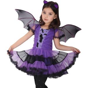 EOZY Girls Bat Vampire Costume Kids Halloween Clothes Animal Cosplay Purple Dress (4-6 Years), M
