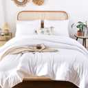 ROSGONIA White Queen Comforter Set, 3pcs(1 Boho White Comforter & 2 Pillowcases) All Season Soft Bedding Lightweight Bedspread Blanket Quilt