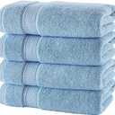 NOVA Luxury Linen - Hotel Quality Turkish Towel Set for Bathroom (4 Pcs Washcloth Set, Sky Blue)