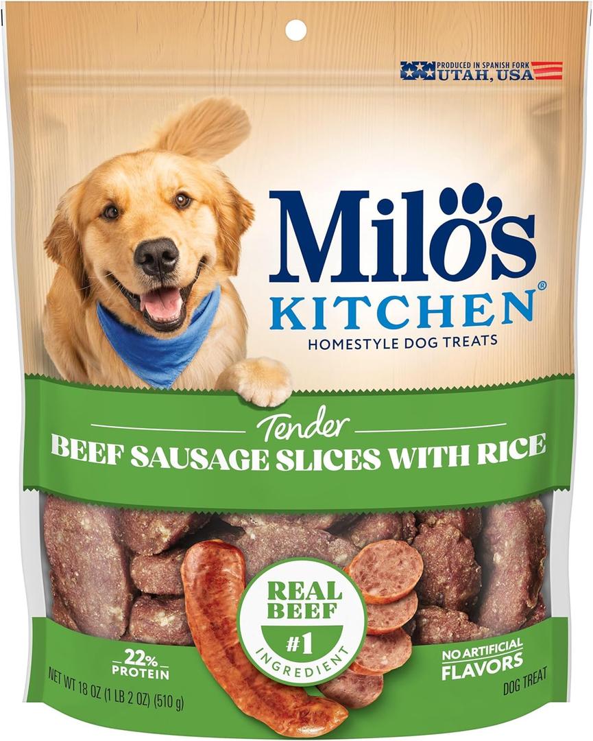 Milo's Kitchen Beef Sausage Slices With Rice Dog Treats, 18 Ounce, 4 Pack