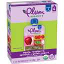 2 x Plum Organics Stage 2 Organic Baby Food - Apple, Raspberry, Spinach, and Greek Yogurt - 3.5 oz Pouch (Pack of 4) - Organic Fruit and Vegetable Baby Food Pouch (EXP 10/03/25)