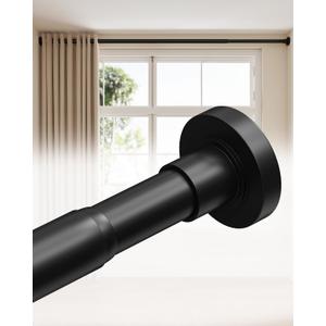 ALLZONE Tension Curtain Rods for Windows 66 to 120 Inches, Black Curtain Rods No Drilling, Heavy Duty Extra Long Tension Rod for Curtains, Outdoor Curtains Rod for Patio, Bedroom