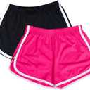 Cameway 2 Pack Women Cotton Running Athletic Shorts Gym Yoga Summer Active Dance Shorts Pants (3X-Large Short, Rosered)
