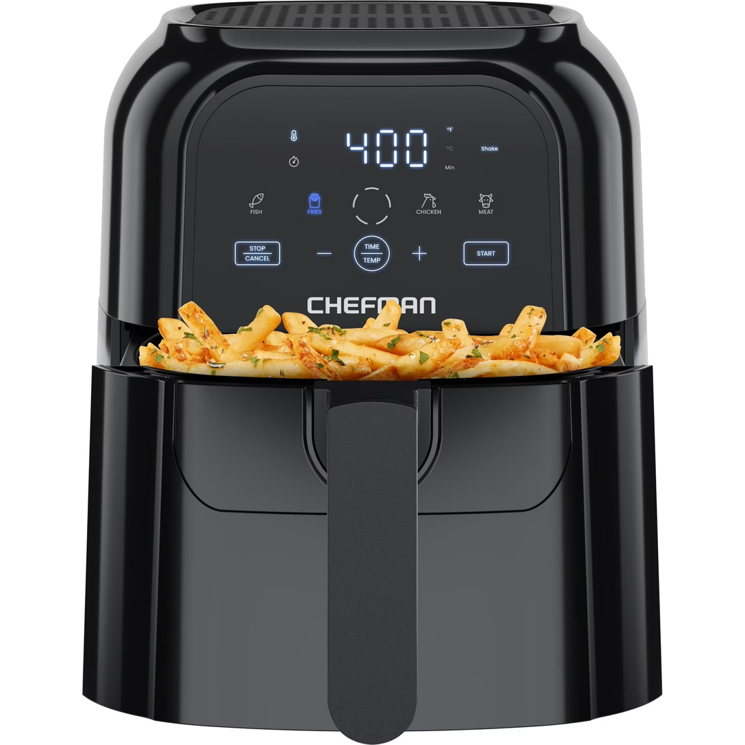 Chefman TurboFry Touch 6 Qt Air Fryer w/ Digital Display and Shake Reminder - Black