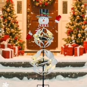 MUMTOP Solar Christmas Outdoor Decoration, Solar Powered Snowman Wind Spinner with LED Lights for Holiday, Party, Xmas, Yard, Garden