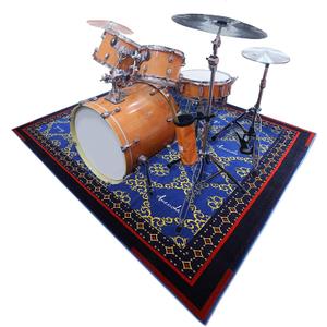 Aucuda Blue Drum Rug 6x6.6 ft Drum Mat Outdoor, Tightly Woven Fabric Cool Drum Set Carpet with Non-Slip Grip Bottom, Electric Drum Accessories for Studio, Apartment, Soundproof, Guitar, No Crease.