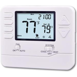 Heagstat 5-1-1 Day Programmable Thermostat for Home Conventional Single-Stage Systems, up to 1 Heat/ 1 Cool, (with White Backlight)