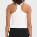 3 Pack Ribbed Workout Crop Tank Tops with Built in Bra for Women Seamless Racerback Cropped Athletic Gym Yoga Tops (L)
