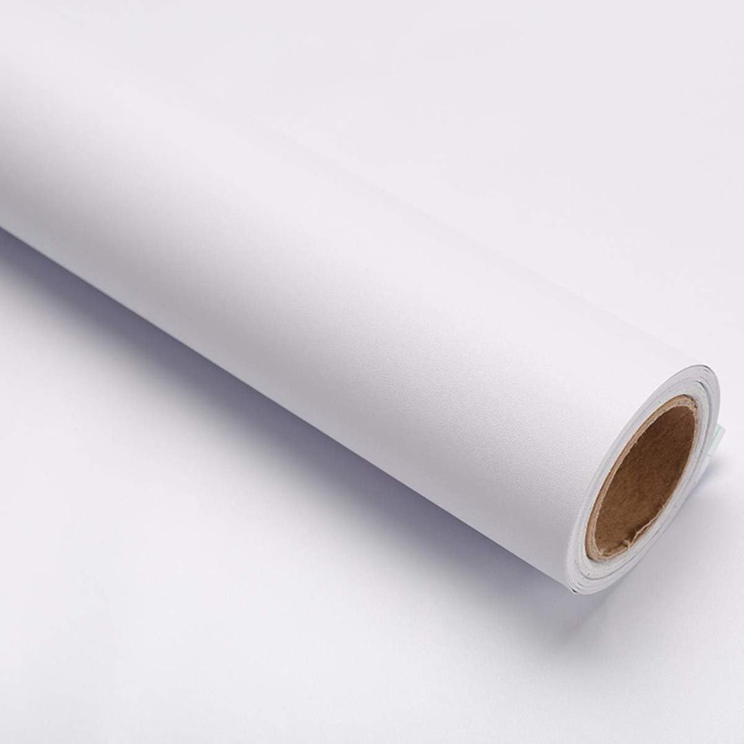 24" x118"White Wallpaper Self Adhesive Film Peel and Stick Wallpaper White Adhesive Paper Waterproof Removable DIY Decorative for Kitchen Cabinet Countertops Shelf Liner Upgrade Thicker