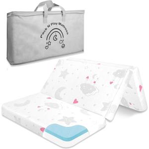 Pack and Play Mattress Trifold - 38"x26"x3'' Dual-Sided Memory Foam Pack N Play Mattresses - Portable Baby Crib Mattress with Breathable Removable Cover