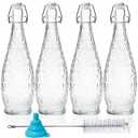 Nicunom 3 Pack 32 oz Swing Top Glass Bottles with Stopper, Airtight Flip Top Glass Bottles for Brewing, Kombucha, Beverages, Beer, Vinegar, Soda, Smoothies, Kefir, Juicing, Includes Brush & Funnel
