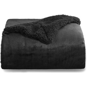 Bedsure GentleSoft Sherpa Fleece Throw Blanket Twin Size for Couch - Thick and Warm Throw for Women and Men, Soft Fuzzy Plush Twin Blanket for Winter, Non-Heated, Black, 60x80 Inches