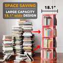 SpaceAid 4 Tier Rotating Bookshelf Tower, Spinning Bookcase Lazy Susan, Revolving 360 Book Shelf Storage Round Carousel, Vertical Rotate Turning Spiral Corner Organizer, Pink, 4 Tier, 50" H