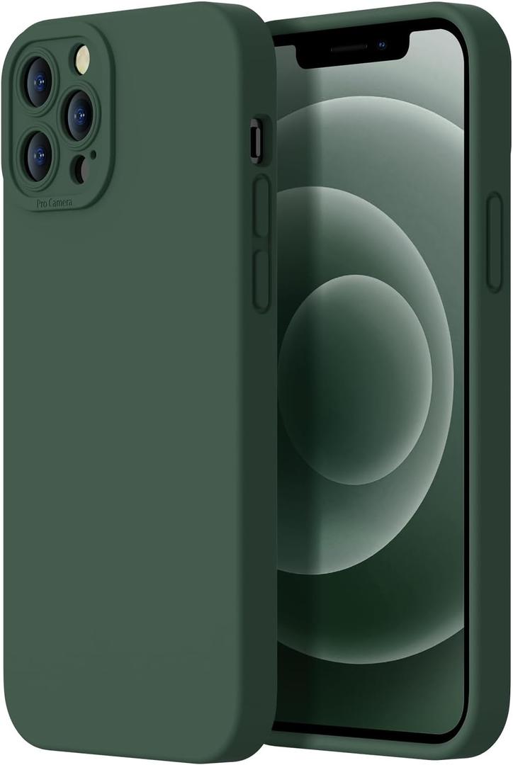 Designed for iPhone 12 Pro Case - Upgraded Enhanced Camera Protection - Soft Microfiber Lining Inside - Liquid Silicone Shockproof Protective Phone Case 6.1" for Men Women Girls - Army Green