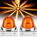 2Pcs Amber Watermelon Lights with Brackets, LED Side Marker Lights for Semi Truck, Strobe & Steady Modes Turn Signal Lights for Trailer RV with Waterproof ABS Lens for Kenworth Peterbilt Freightliner