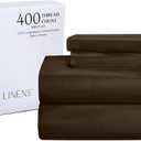 ROYALE LINENS 400 Thread Count 100% American Grown Cotton 3 Piece Sateen Twin Sheet Set - 1 Fitted Sheet, 1 Flat Sheet, 1 Pillow case - Brown Twin Bedsheet - Cotton Sheets - (Twin, Hazel Nut)