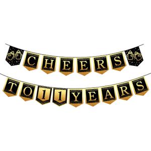 11th Happy Birthday Banner, 11 Year Old Birthday Decorations for Girl or Boy, Amazing Party Bunting Decoration, Hanging Decor for Daughter or Son