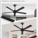 Fanbulous 52 Inch Ceiling Fans No Light with Remote, Black Indoor/Outdoor Ceiling Fan Without Light with Quiet Reversible DC Motor, 6 Speeds, 5 Blades Modern Ceiling Fan for Living Room Bedroom Patio
