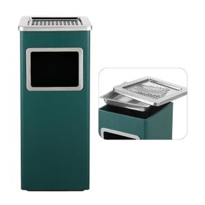 Trash Can Outdoor Waste Container Square Stainless Steel Trash Can with Removable Inner Bucket for Disposal Commercial Waste Container 9.45 x 9.45 x 24.02-Green (Green(Square))