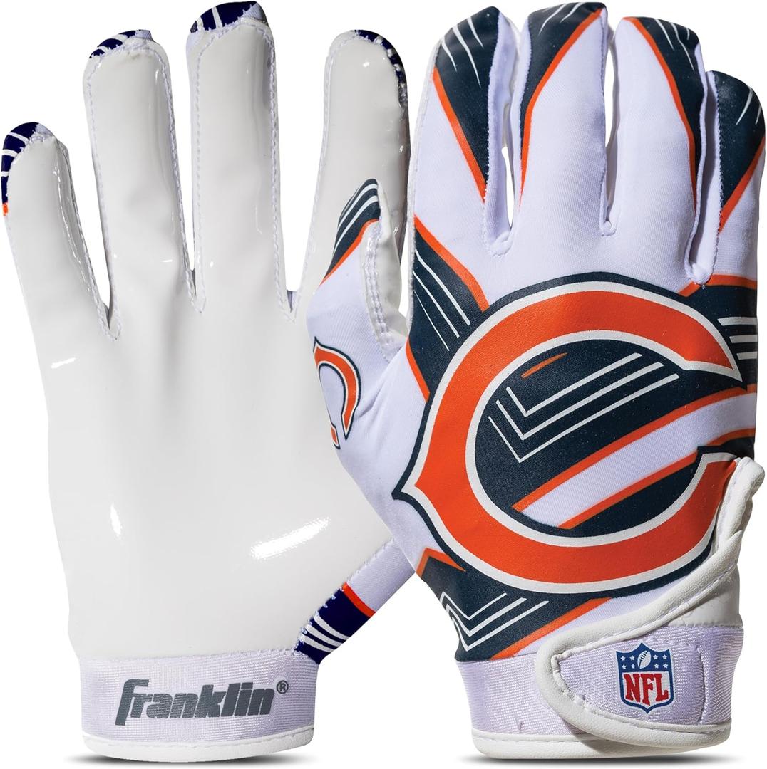 Franklin Sports Youth NFL Football Receiver Gloves - Kids Football Gloves Pair - NFL Team Logos and Silicone Palm (Youth Medium/Large)