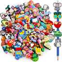 100 Pcs Cute Pencil Topper Decoration,Different Style Pencil Clips,Bulk Pen Toppers Accessories for Game Prize,Family Reward,Gift